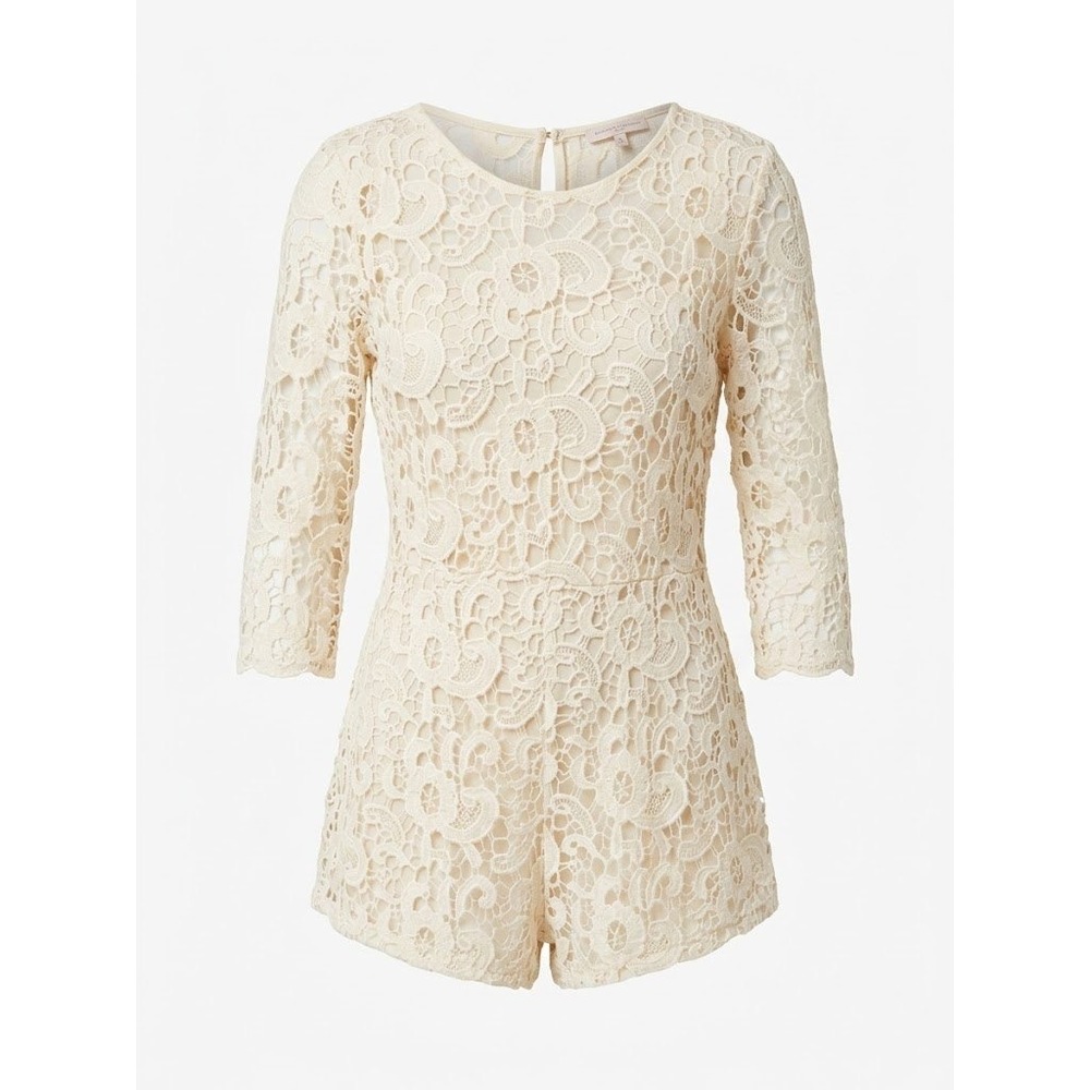 Zara Romper Womens S Cream Lace Floral Boho Chic Victorian Romantic Whimsical